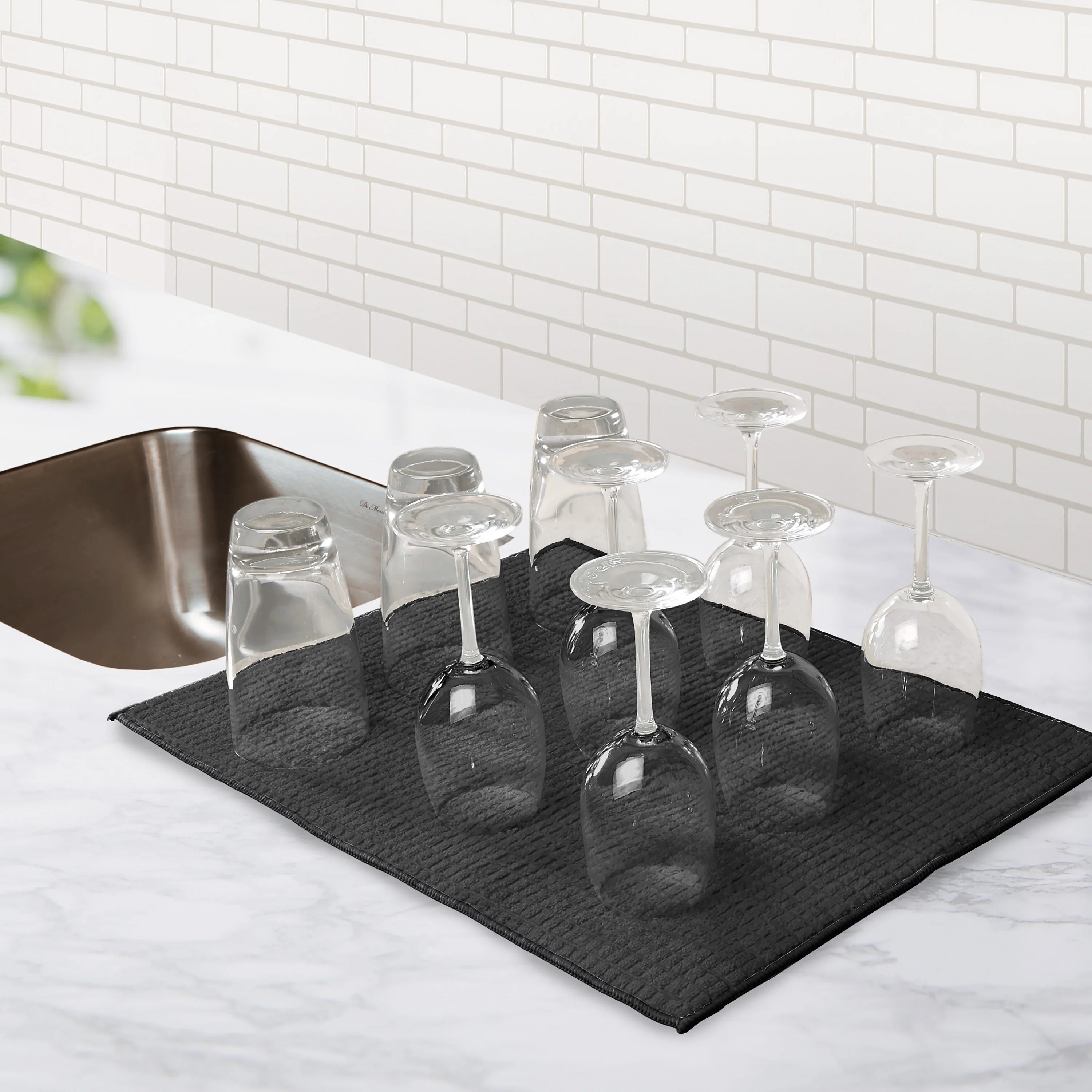 Kitchen Details Microfiber Drying Mat in Black - 15" x 20"