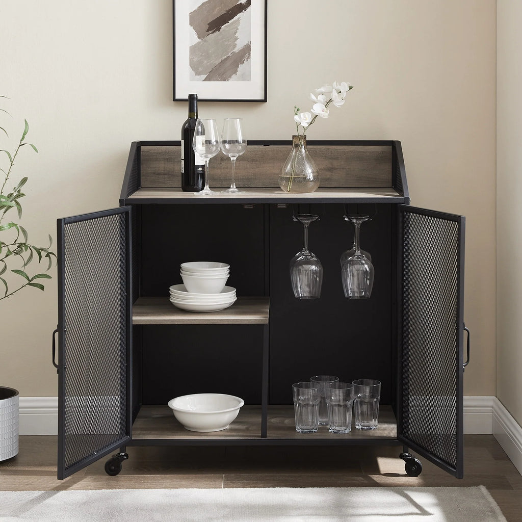 Middlebrook Pierpont Industrial Mesh Bar Cabinet