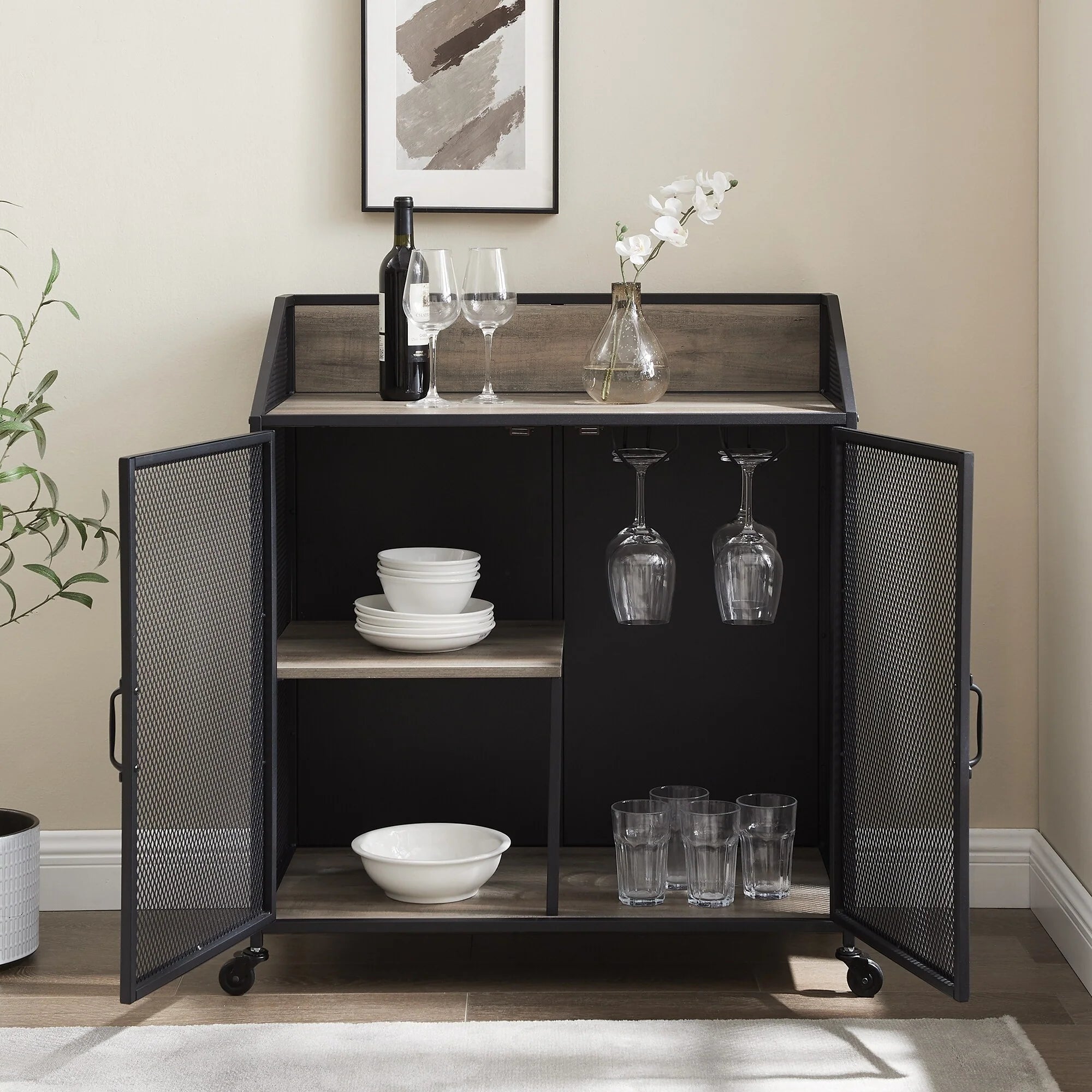 Middlebrook Pierpont Industrial Mesh Bar Cabinet