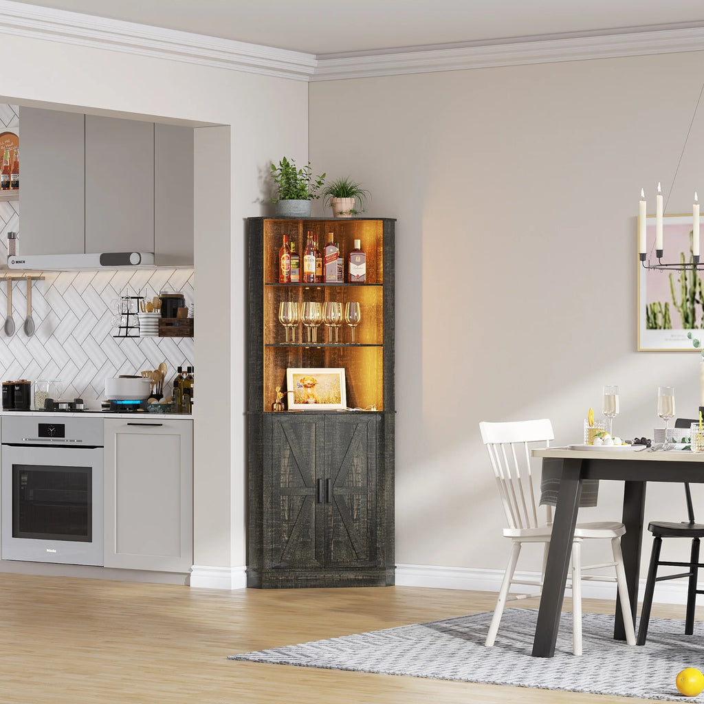 66" Tall Corner Cabinet With Led Light
