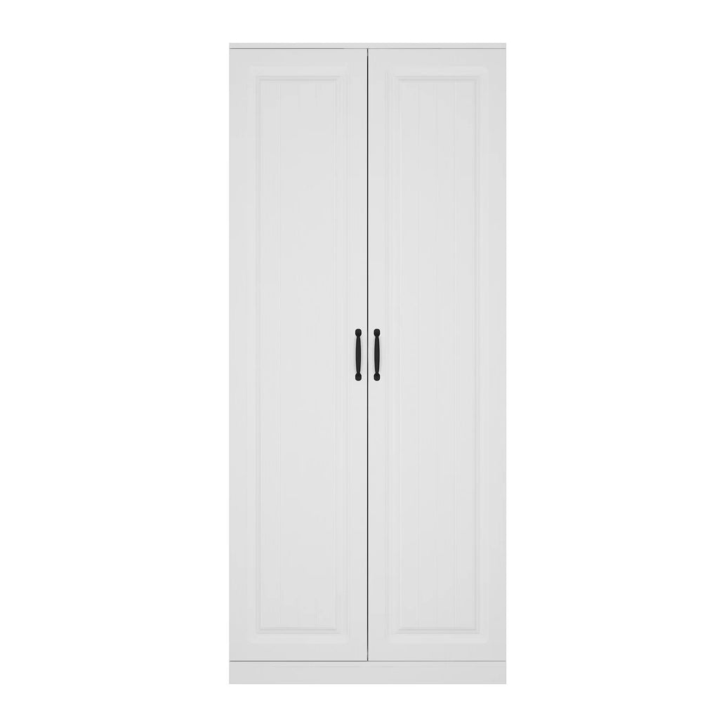 White Storage Cabinet: Kitchen Pantry, Buffet, Large 72.2"H Bookshelf