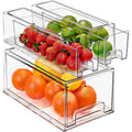Sorbus Fridge Drawers Clear Stackable Pull-Out Refrigerator Food Kitchen Freezer - 1 Large, 2 Small Stackable Bins (3 Pack)