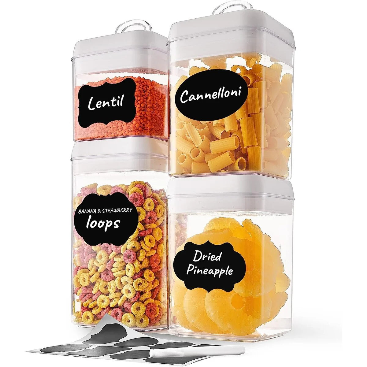 4 Pieces Set Air tight Food Storage Containers for Kitchen Pantry Organization