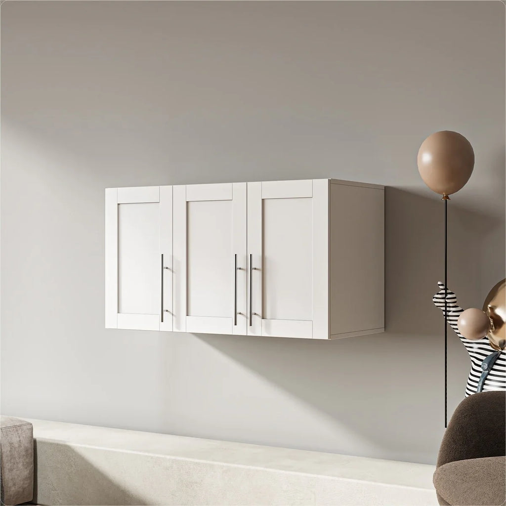 Stackable Wood Wall Mounted Storage Cabinet,White