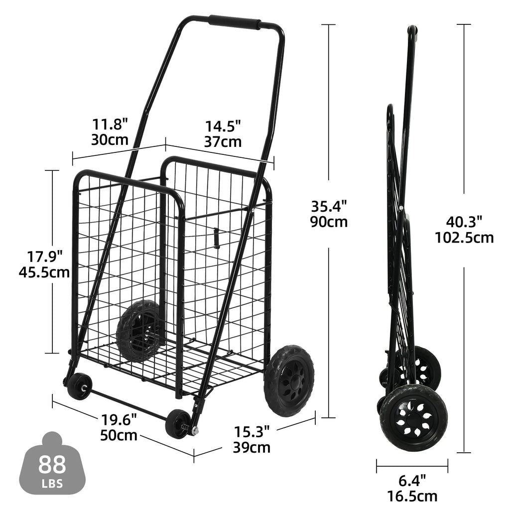Moasis Utility Folding Shopping Cart Portable Trolley with Swivel Wheels