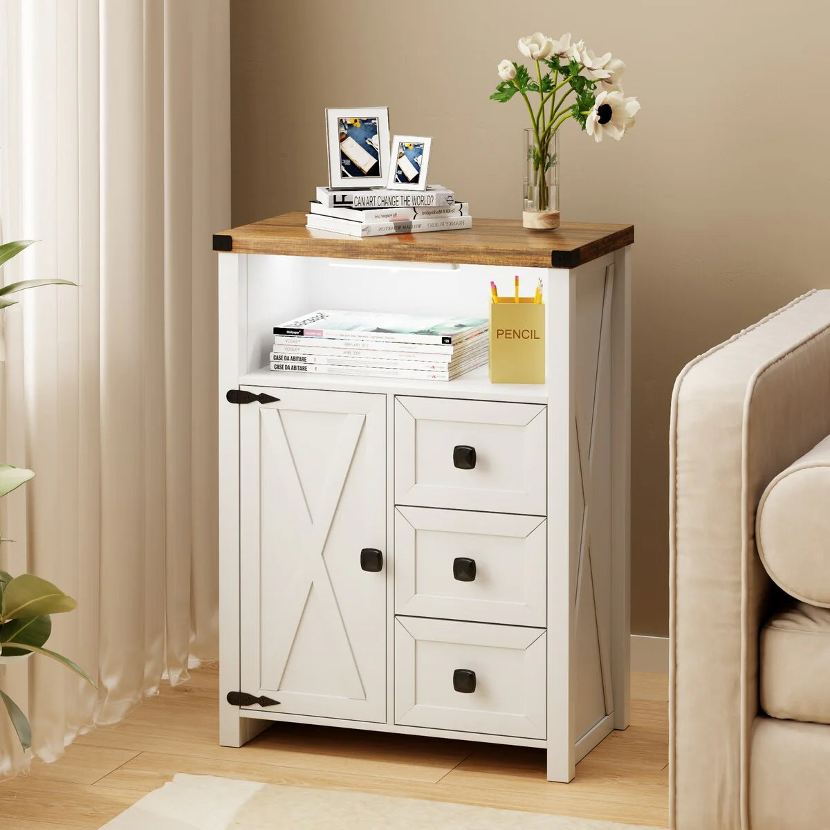 23.62"Accent Cabinet with drawers and storage - N/A