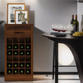 28 Slots Wood Wine Bar Cabinet with Storage Shelves - N/A