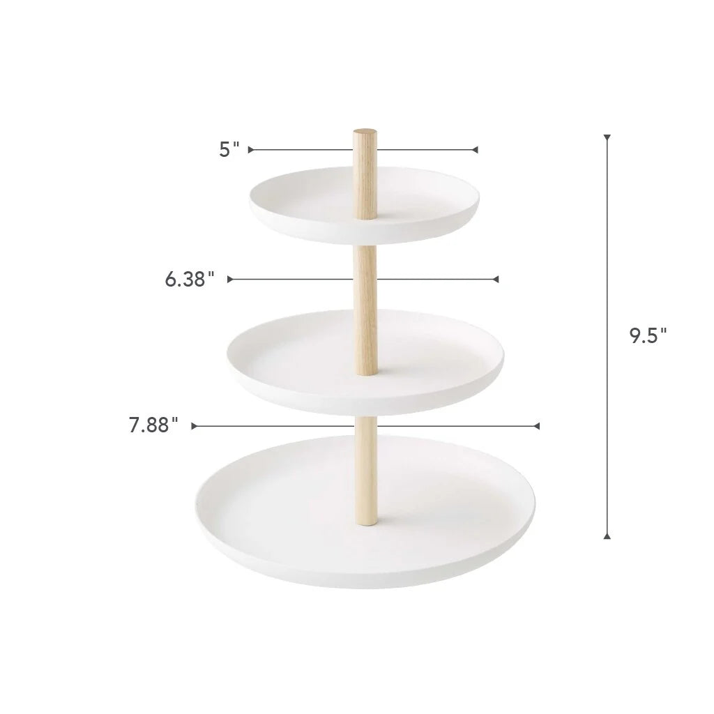 Yamazaki Home Serving Stand, Steel and Wood, Holds 6.6 lbs - L 7.87 x W 7.87 x H 9.45 inches