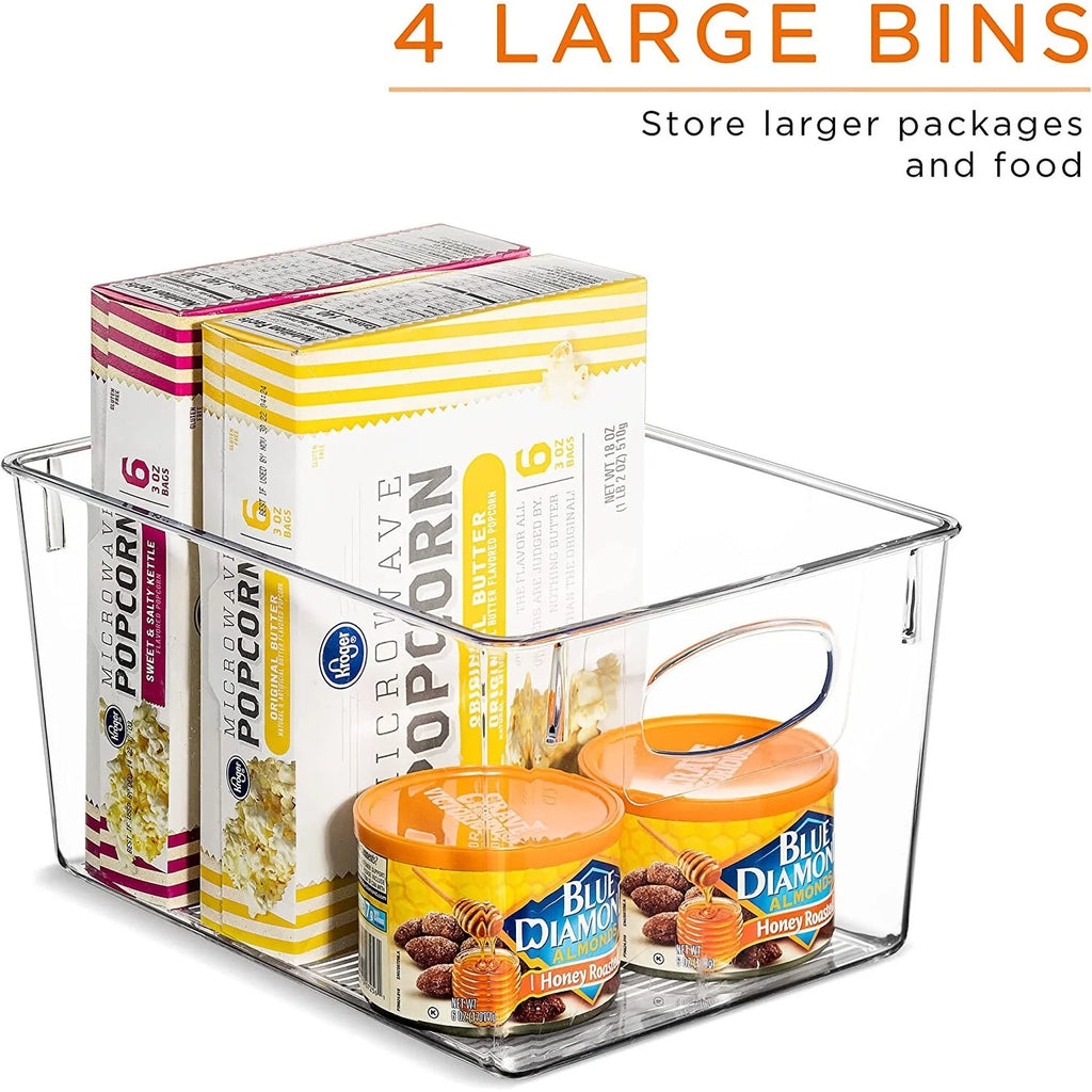 Sorbus Clear Plastic Organizer Storage Bin Containers with Handles for Pantry Food & Kitchen Fridge (8-Pack)