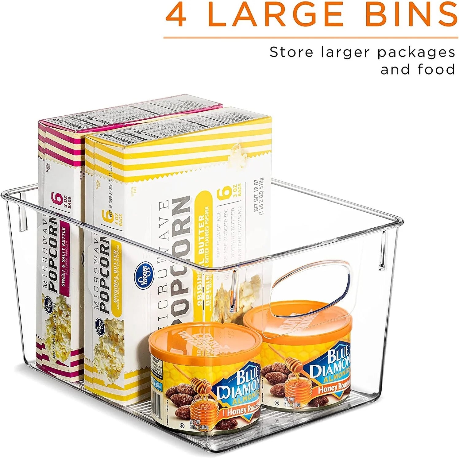 Sorbus Clear Plastic Organizer Storage Bin Containers with Handles for Pantry Food & Kitchen Fridge (8-Pack)