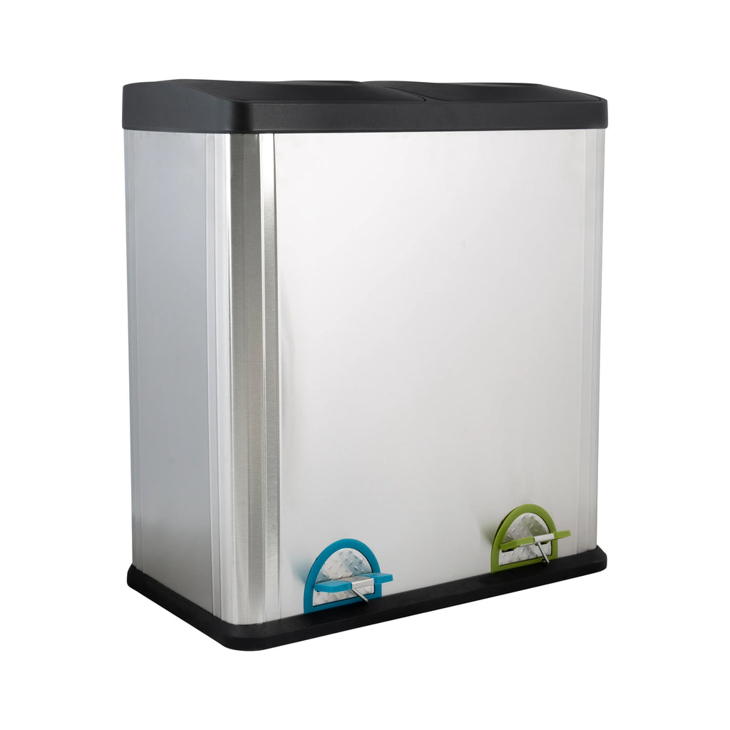 Organize It All 60 Liter 2 Compartment Stainless Recycle Bin