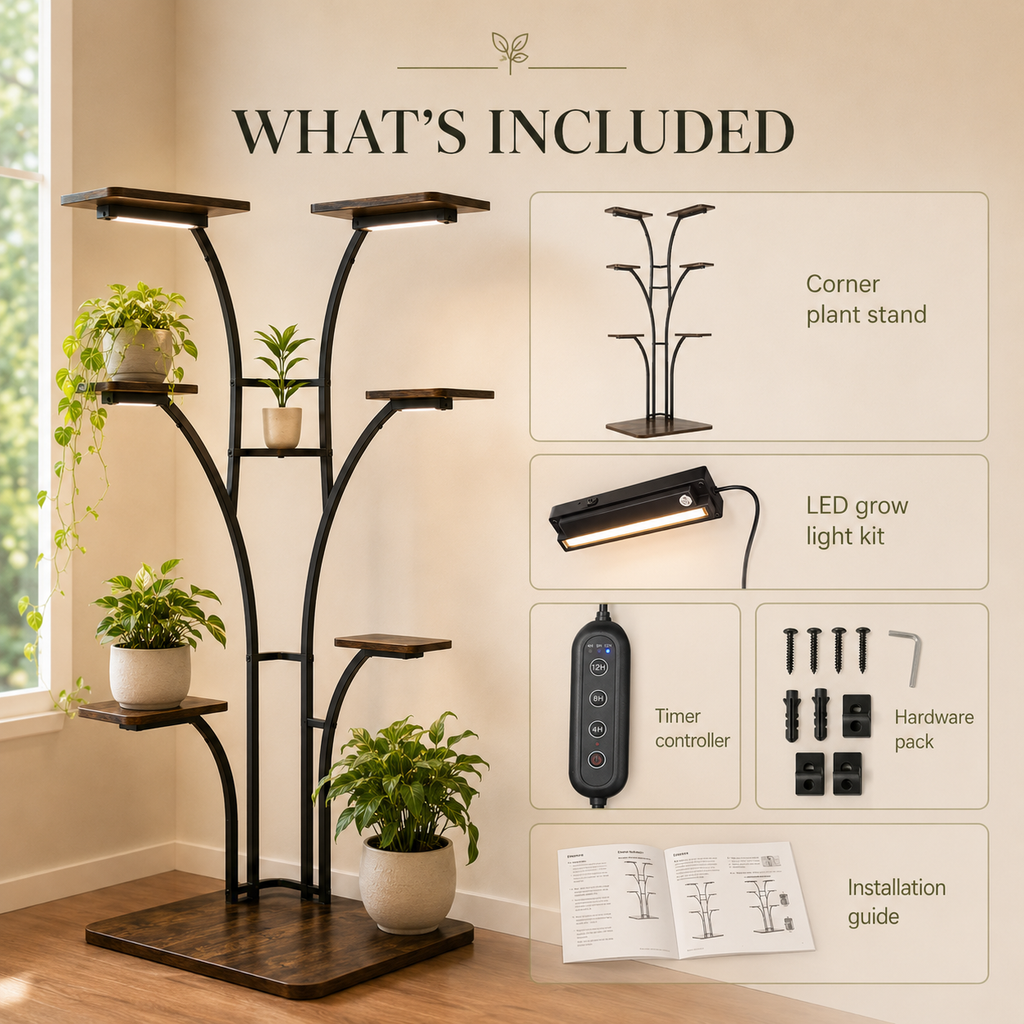 🌿 LAST DAY SALE 40% OFF | Multi-Tier Corner Plant Stand with LED Grow Lights ✨