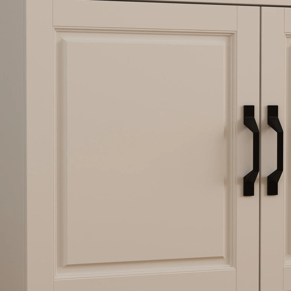 78.7"Modular White Curio Bookcase Cabinet w/Glass Doors Buffet Display