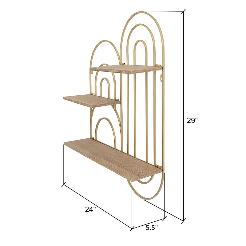 Ovella Oval Metal Modern Tiered Wall Shelf - 29"H x 24"W x 5.5"D