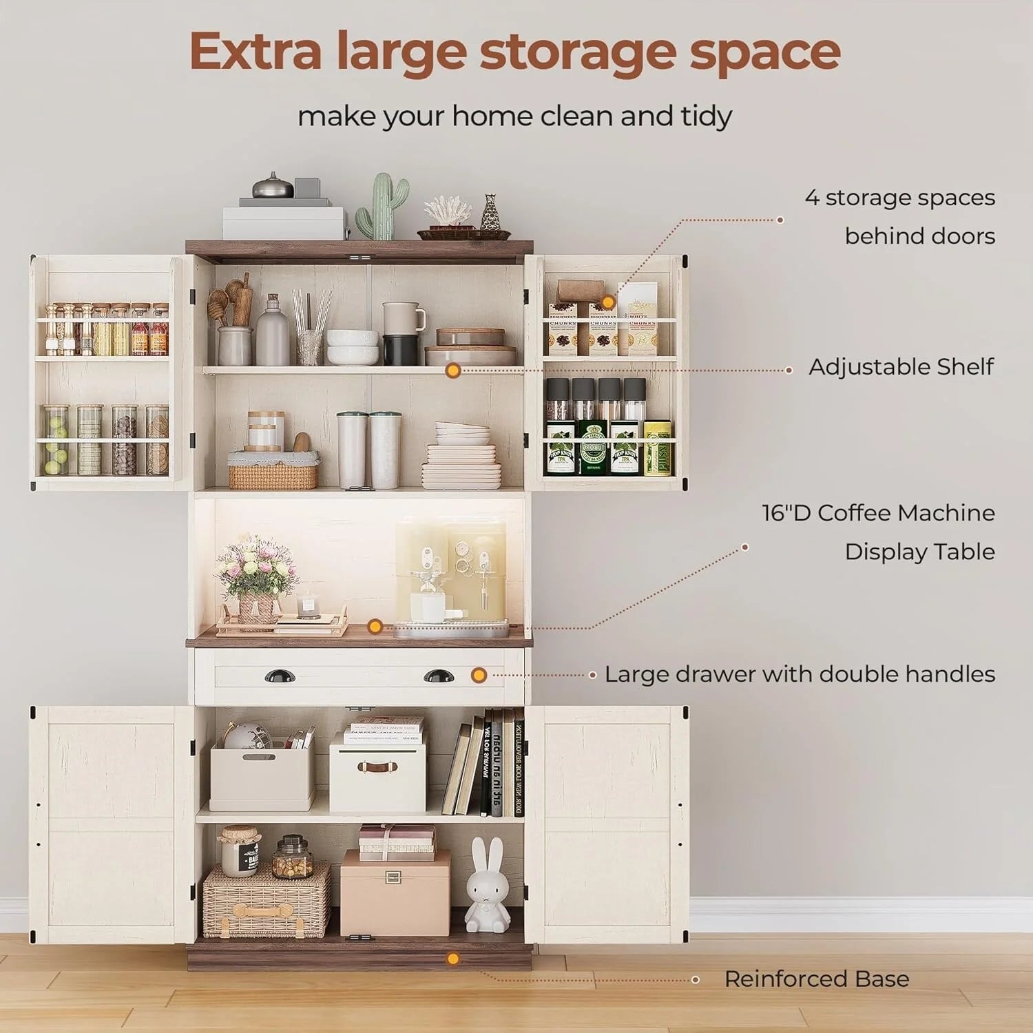 Farmhouse Kitchen Storage Cabinet Pantry Cabinet Home Bar