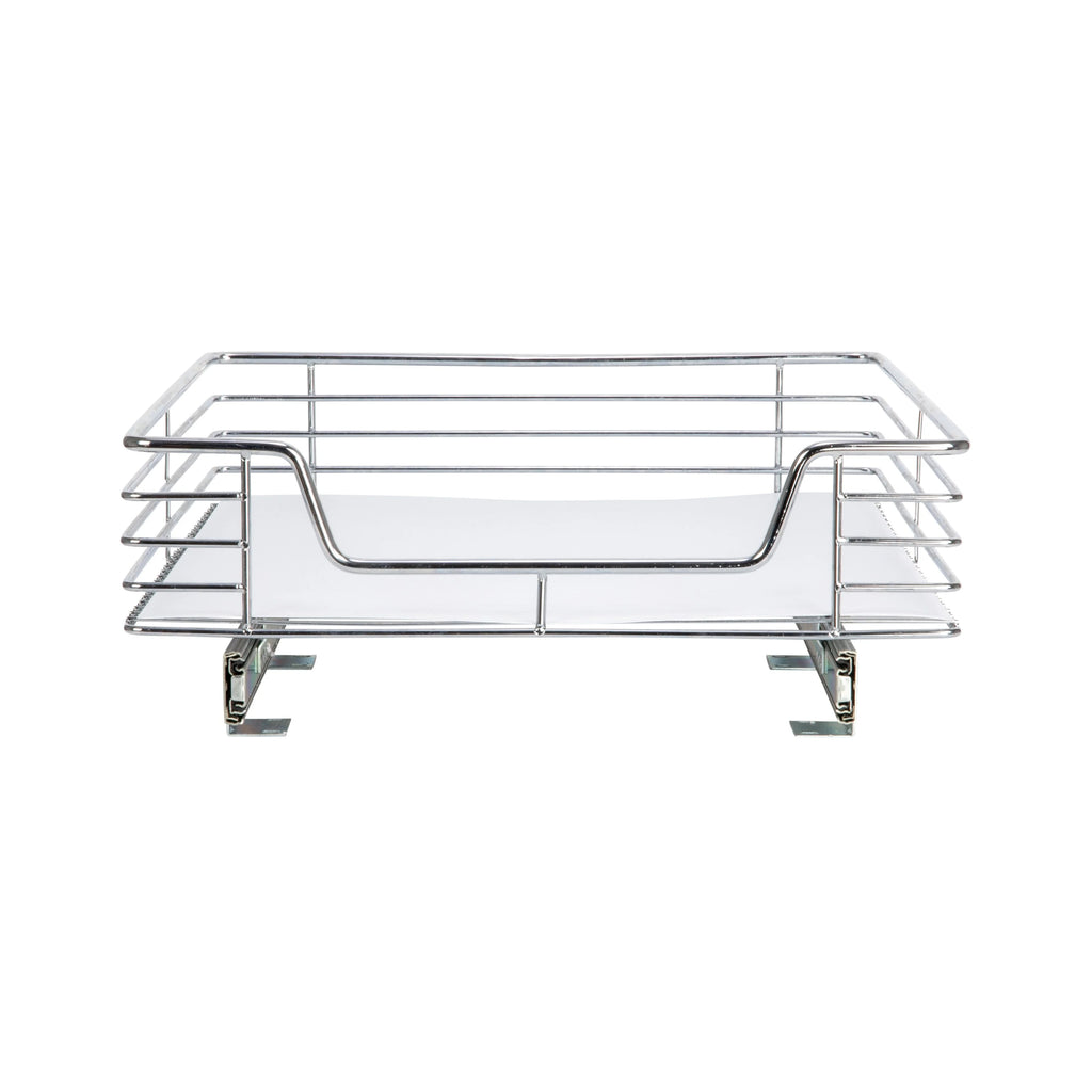 Household Essentials 1-Tier Steel Pull-Out/Slide-Out Basket Storage Organizer with Plastic Liner
