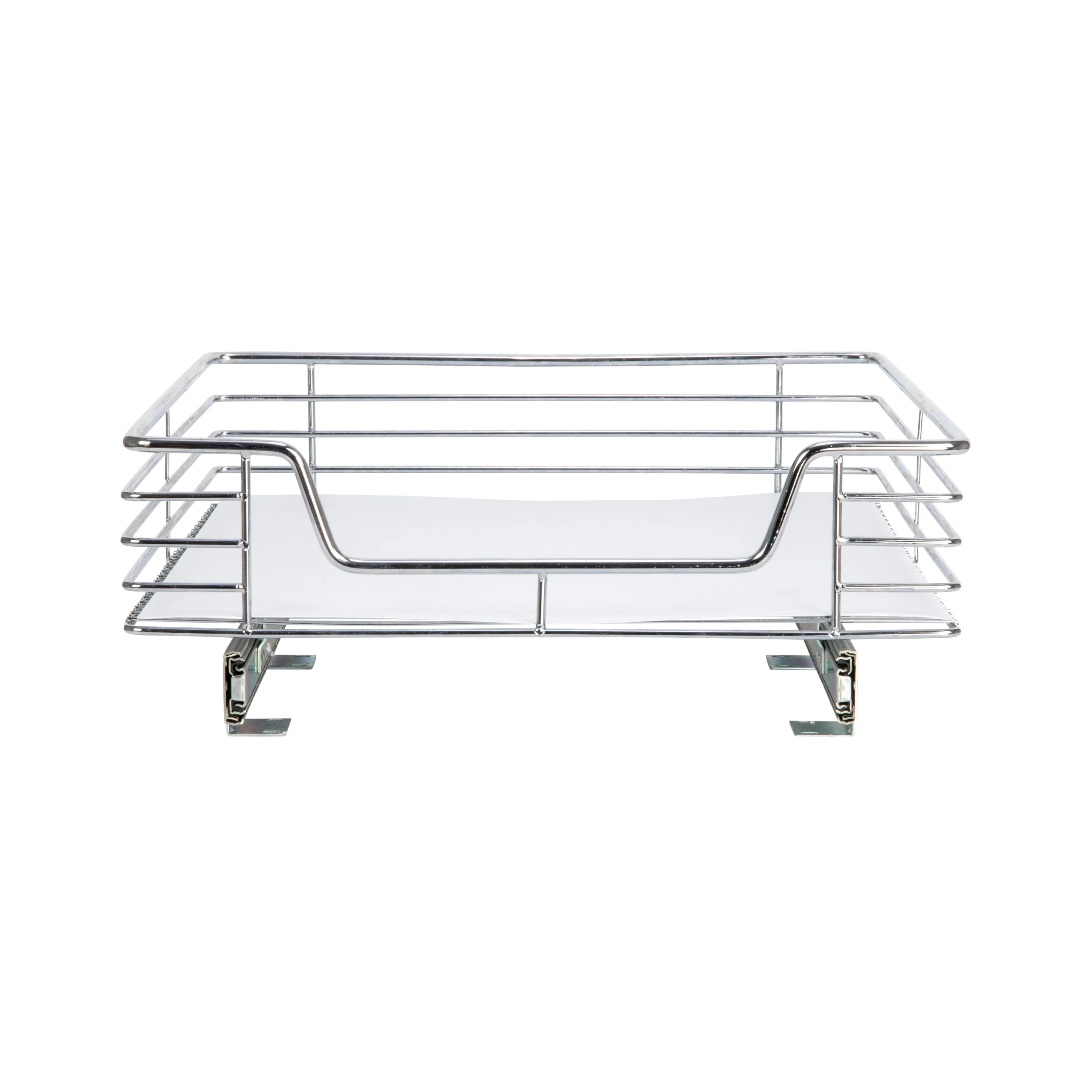 Household Essentials 1-Tier Steel Pull-Out/Slide-Out Basket Storage Organizer with Plastic Liner