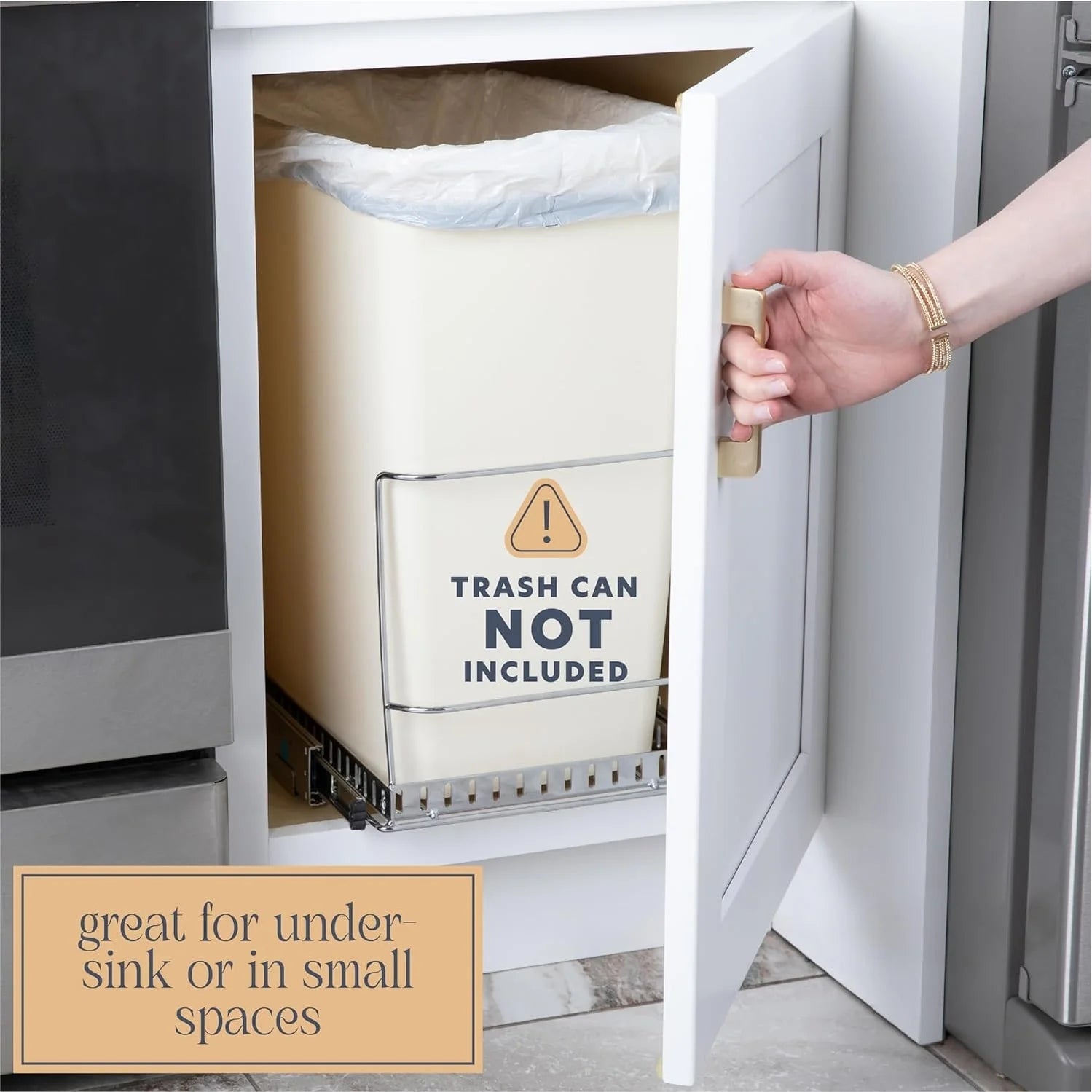 Hold N' Storage Pull Out Trash Can Under Cabinet - Trash Can Not Included, Heavy Duty
