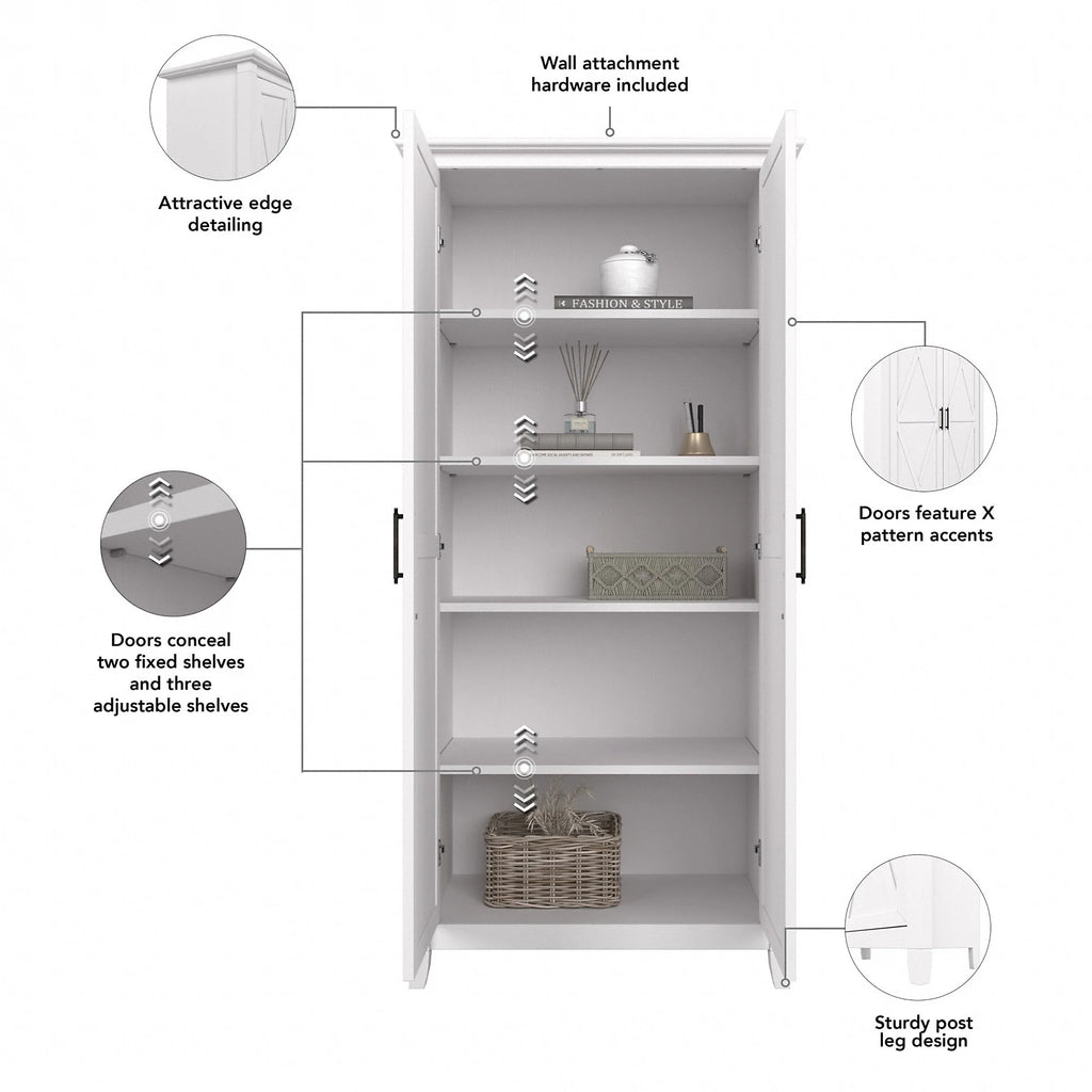Key West Tall Kitchen Pantry Cabinet with Doors by Bush Furniture