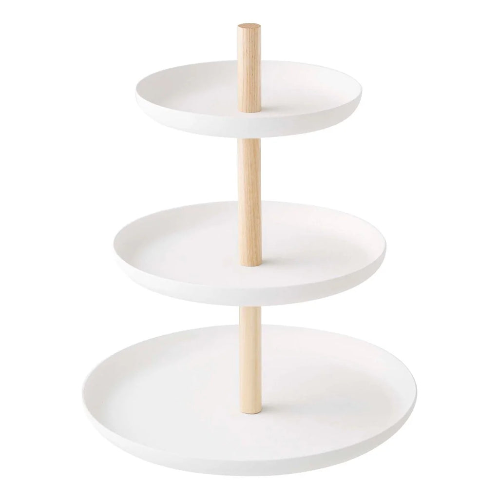 Yamazaki Home Serving Stand, Steel and Wood, Holds 6.6 lbs - L 7.87 x W 7.87 x H 9.45 inches
