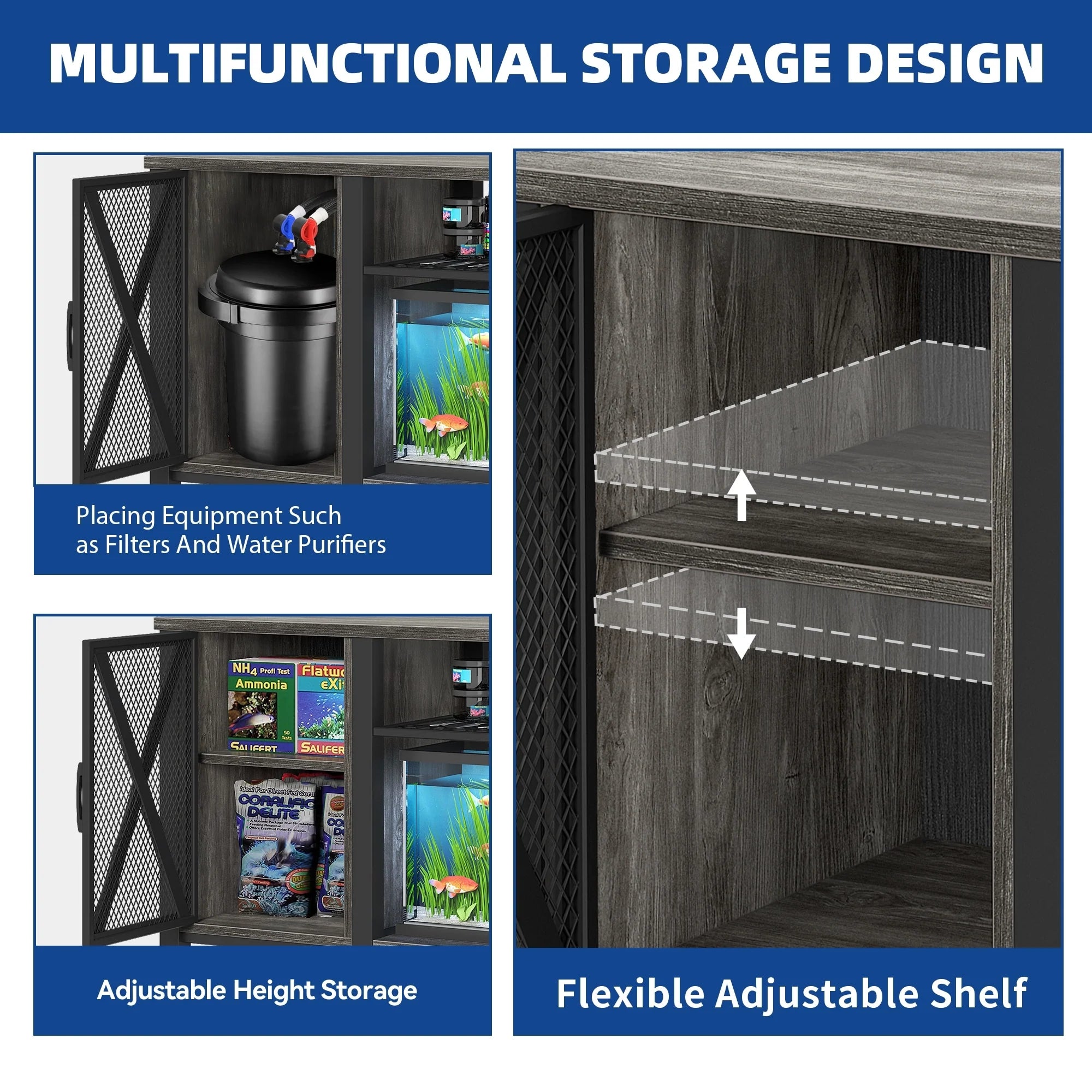Moasis 55-75 Gallon Aquarium Stand with Power Outlets,Fish Tank Stand with Storage Cabinet