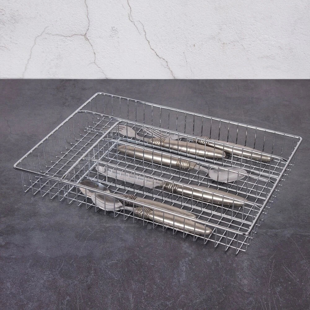 Creative Home Deluxe 5 Compartments Chrome Finished Cutlery Tray - 14.3" x 10.2" x 1.8"