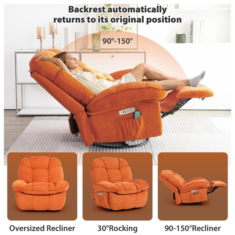 🔥 Heated Massage Power Recliner Chair – 8-Point Massage, 270° Swivel, Rocking & USB-C Charging