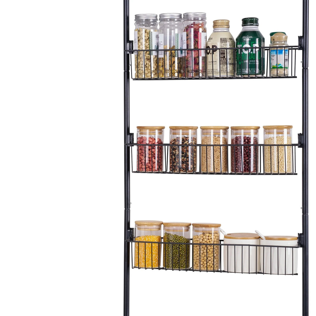 6-Tier Over the Door Pantry Organizer, Metal Pantry Organization and Storage with 6 Baskets, Heavy-Duty Back of Door Spice Rack