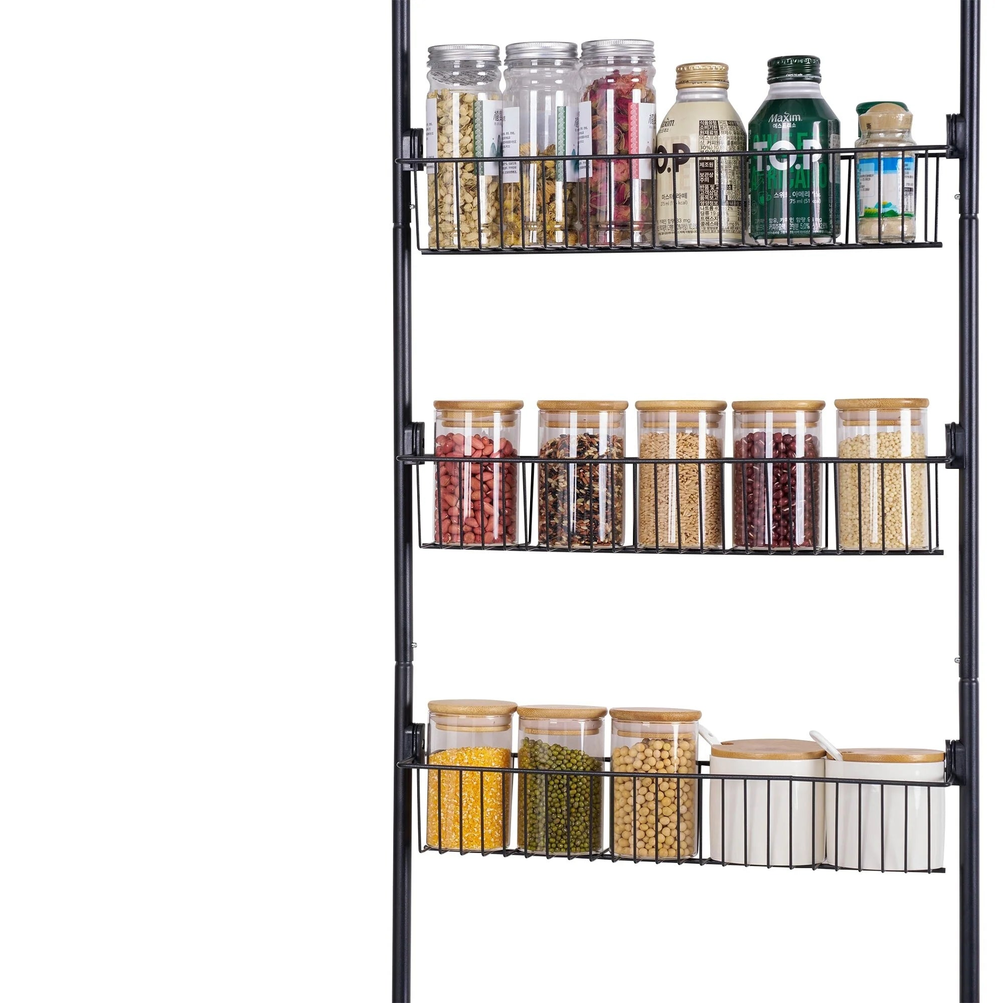 6-Tier Over the Door Pantry Organizer, Metal Pantry Organization and Storage with 6 Baskets, Heavy-Duty Back of Door Spice Rack