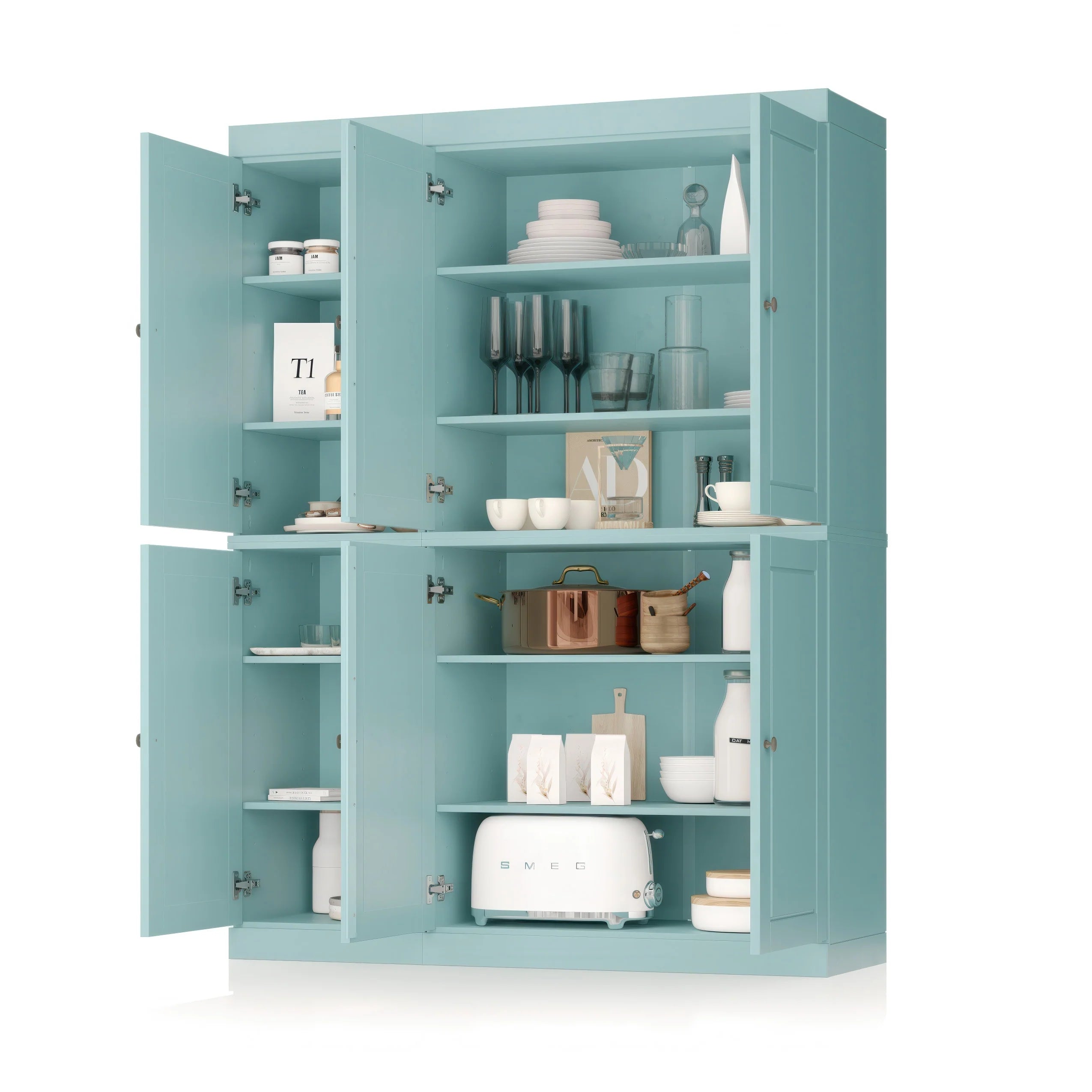 Palace Imports 100% Solid Wood 48.5" China Pantry Cabinet with Solid or Clear Glass Doors and Adjustable Shelves - 48.5" x 71.5"