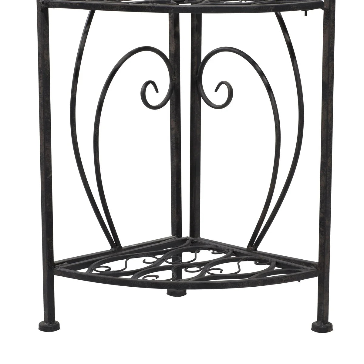 Metal Scroll Indoor Outdoor Arched Tall Folding Corner 4 Shelf Bakers Rack - Black - Roche River Decor