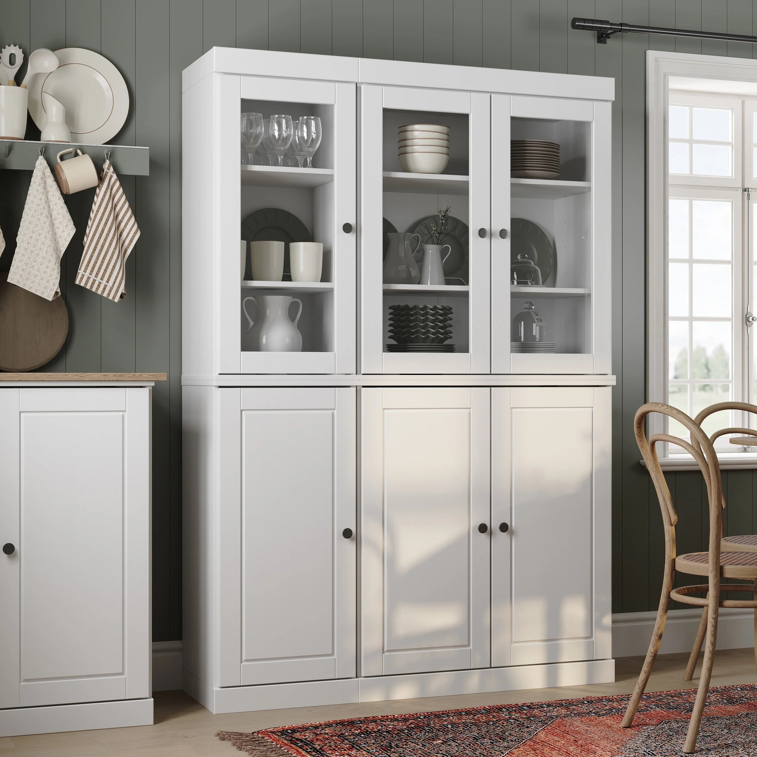 Palace Imports 100% Solid Wood 48.5" China Pantry Cabinet with Solid or Clear Glass Doors and Adjustable Shelves - 48.5" x 71.5"