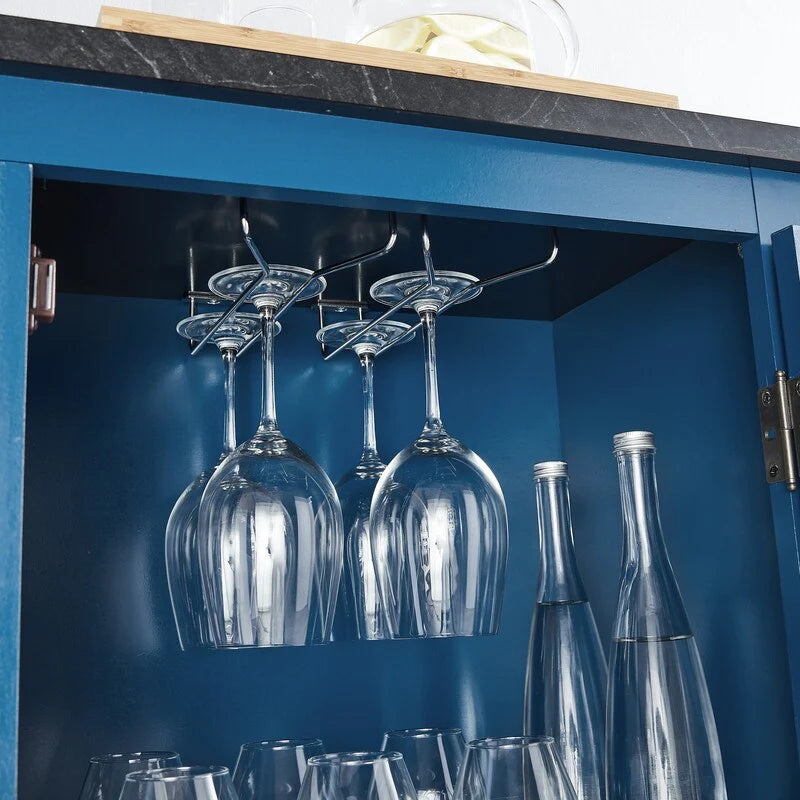47" Marbling Countertop Buffet Bar Cabinet w/ Glass Holders