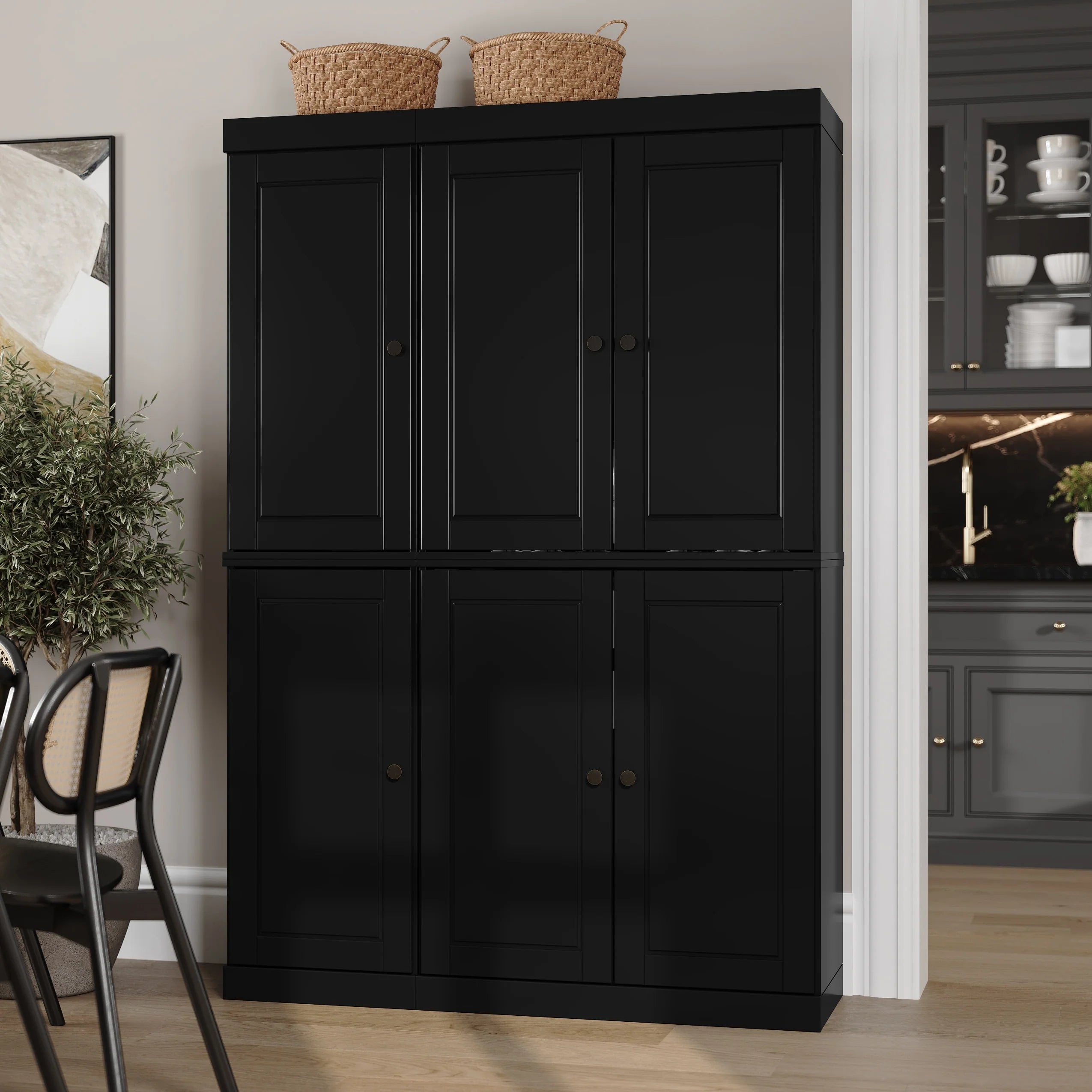 Palace Imports 100% Solid Wood China Pantry with Glass or Solid Wood Doors and 2-Drawers - 48.5" x 71.5"
