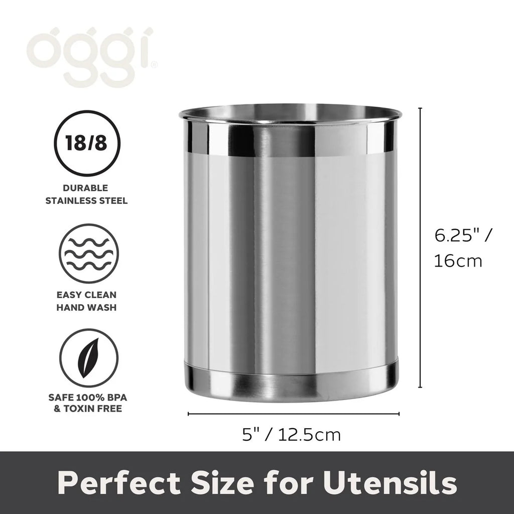 Stainless Steel Utensil Holder (5" dia x 6.25" H)