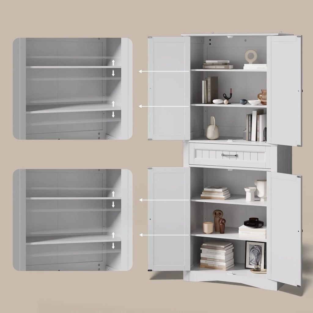 71''Kitchen Pantry Storage Cabinet, Storage Cabinet Buffet, Freestanding Kitchen Storage Cabinet with 4 Adjustable Shelves