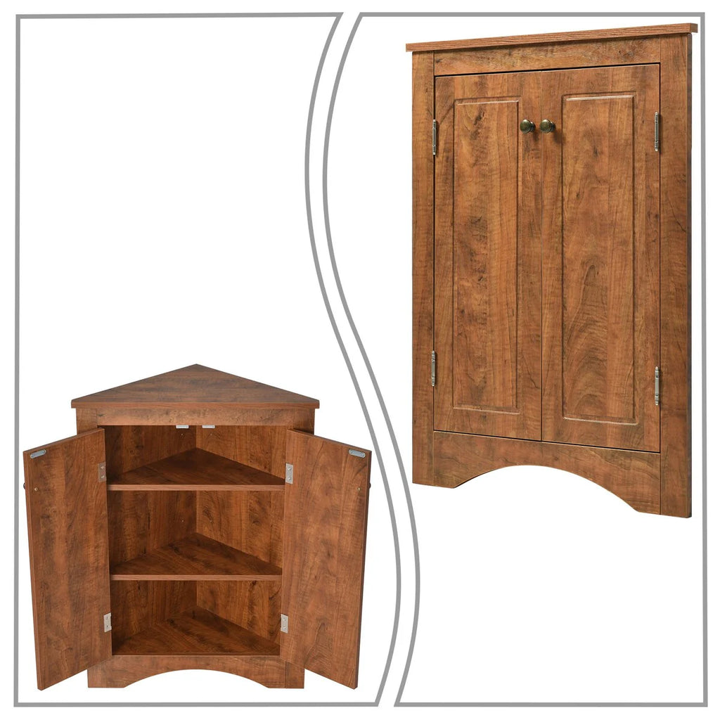 Modern Stylish Triangle Corner Storage Cabinet with Two Adjustable Internal Shelves