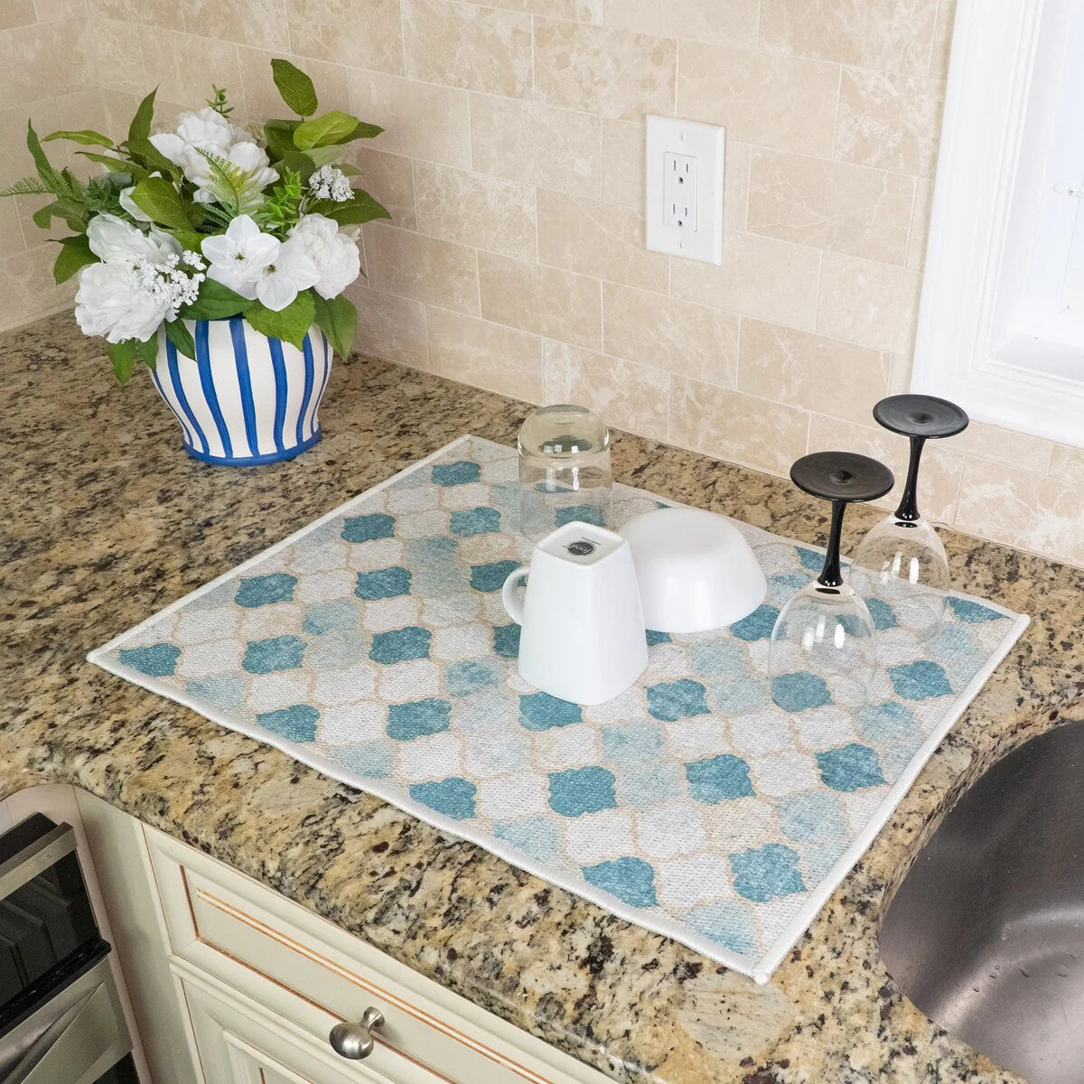 Large Dish Drying Mat for Kitchen Counter - Super-Absorbent Washable Cotton Large Baby Bottle Dryer Pad - Highly Absorbent Ultra