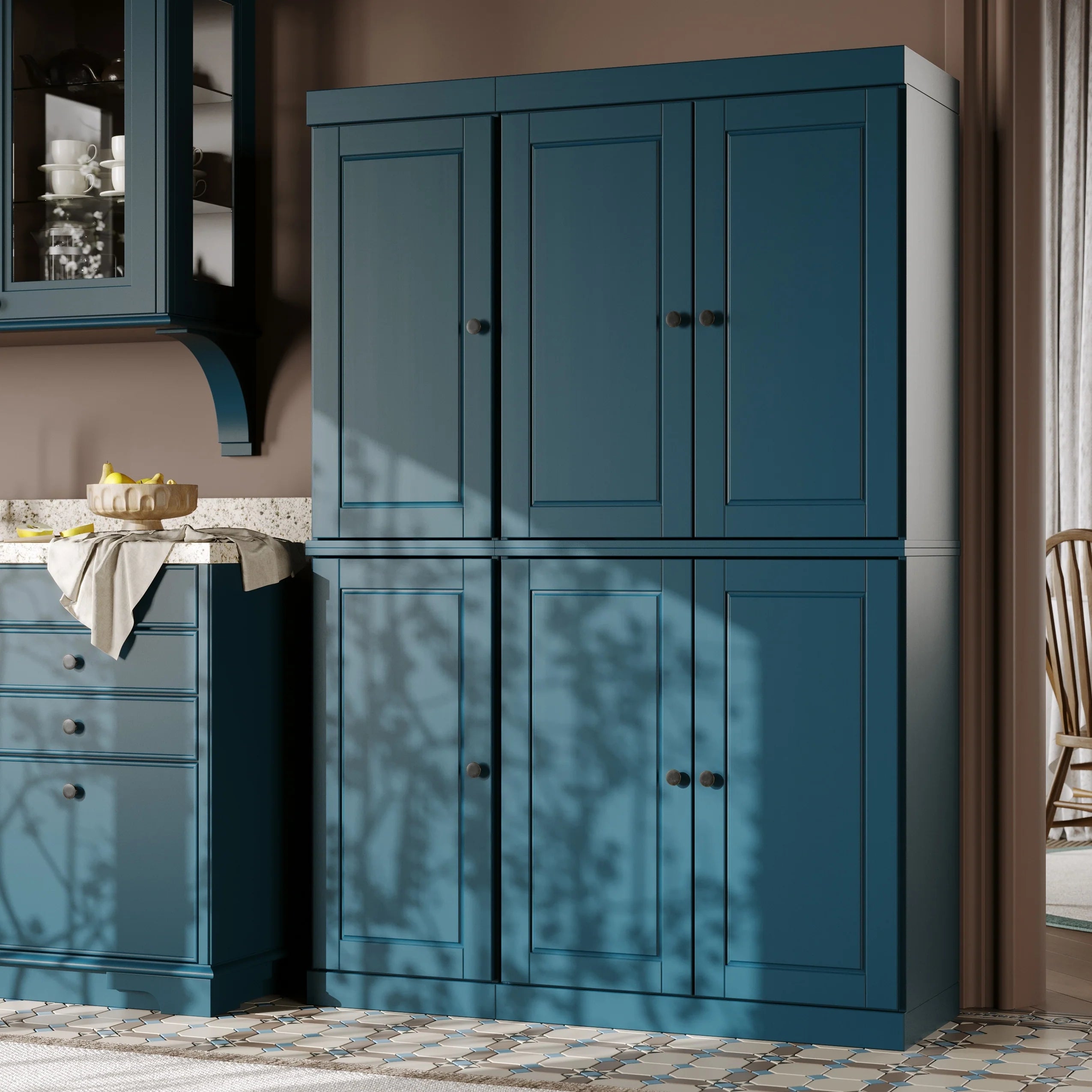 Palace Imports 100% Solid Wood 48.5" China Pantry Cabinet with Solid or Clear Glass Doors and Adjustable Shelves - 48.5" x 71.5"