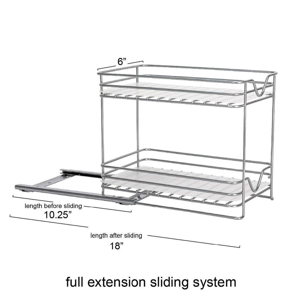 Household Essentials 2-Tier Brushed Nickel Spice Rack Organizer, Sliding Pantry Organizer