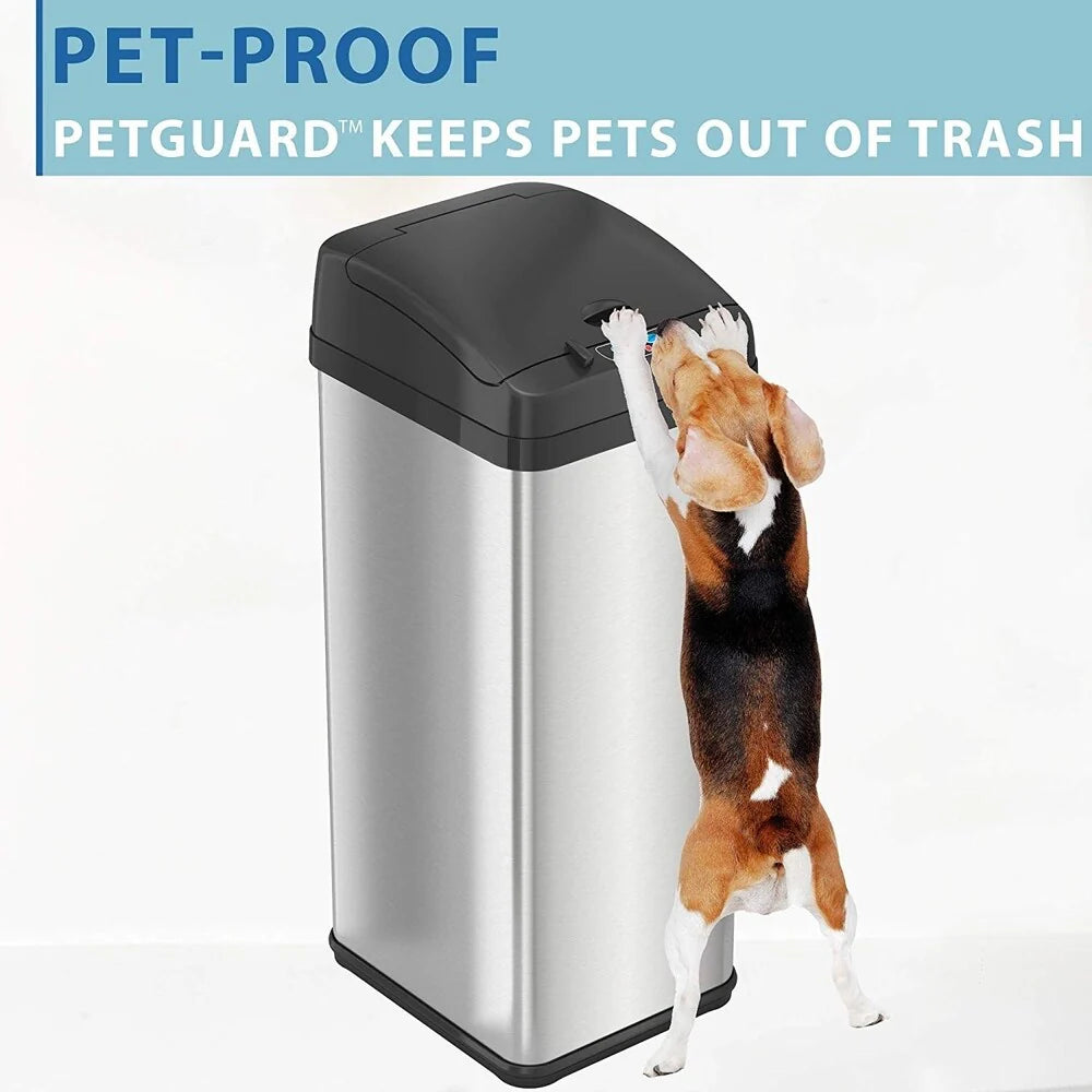 iTouchless 13 Gal Extra-Wide Stainless Steel Sensor Kitchen Trash Can