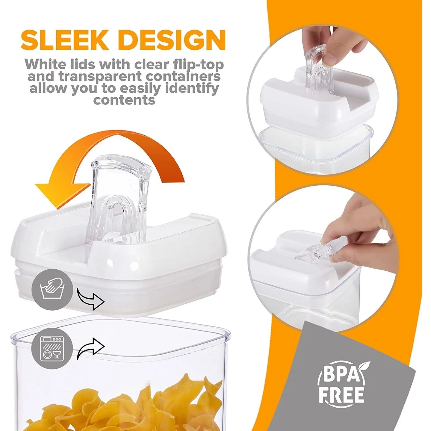 Cheer Collection Set of 6 Uniform Size Airtight Food Storage Containers