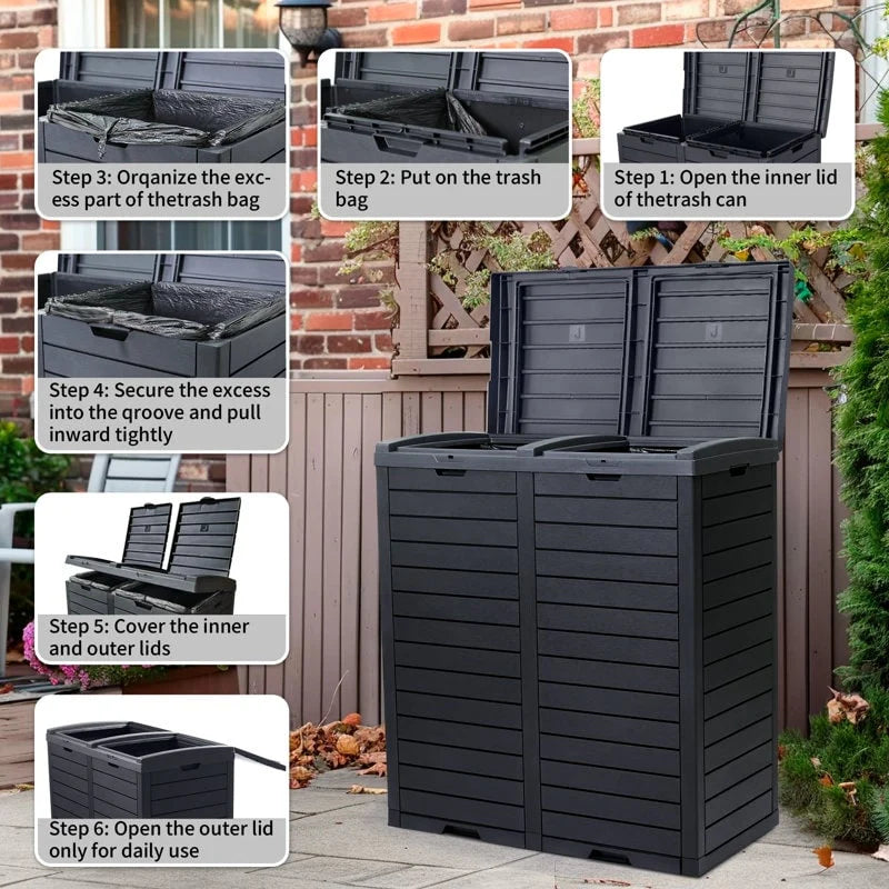 Resin Step On Curbside Trash Can & Recycling Bin