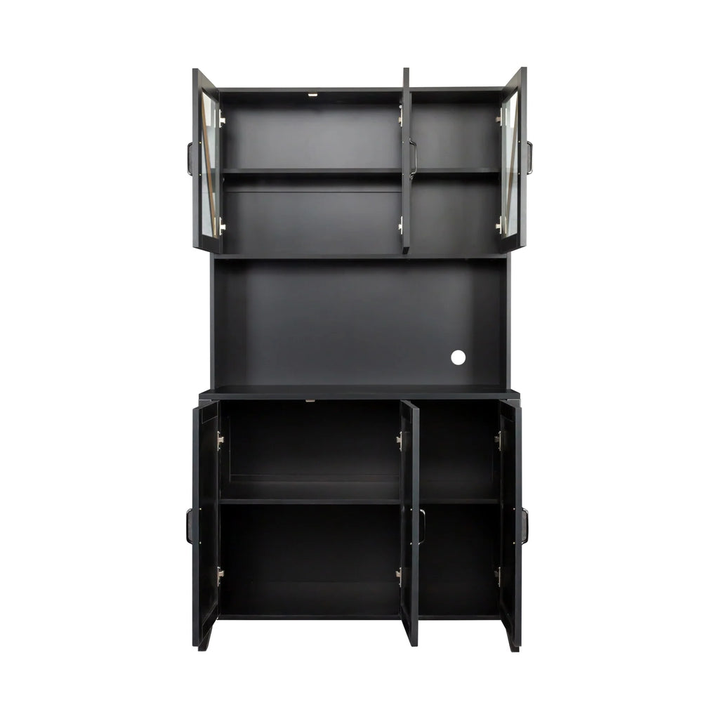 Pantry Storage Cabinet with Glass Doors - N/A