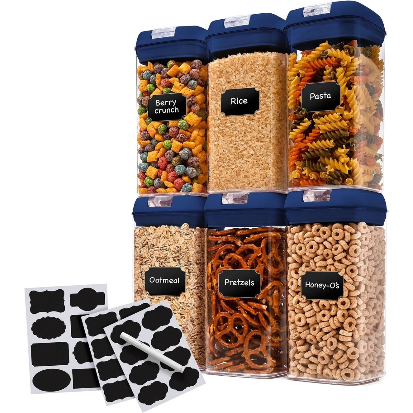 Cheer Collection Set of 6 Uniform Size Airtight Food Storage Containers