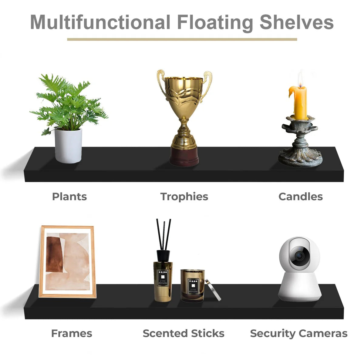 Sorbus Long Floating Shelves for Wall Set of 2 - 35"L x 9"W x 1.5"H