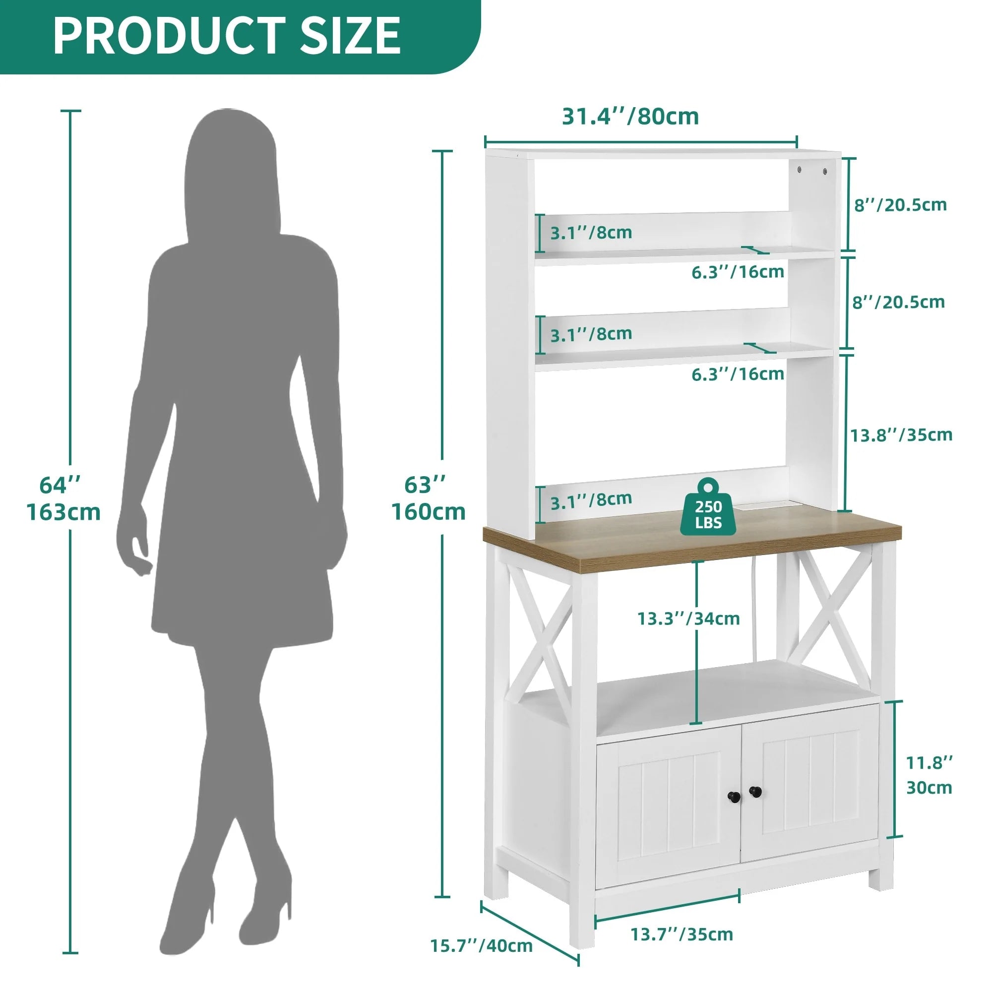 Moasis 5 Tier Kitchen Bakers Rack with Storage Shelves Microwave Oven Stand Kitchen Shelf Organizer