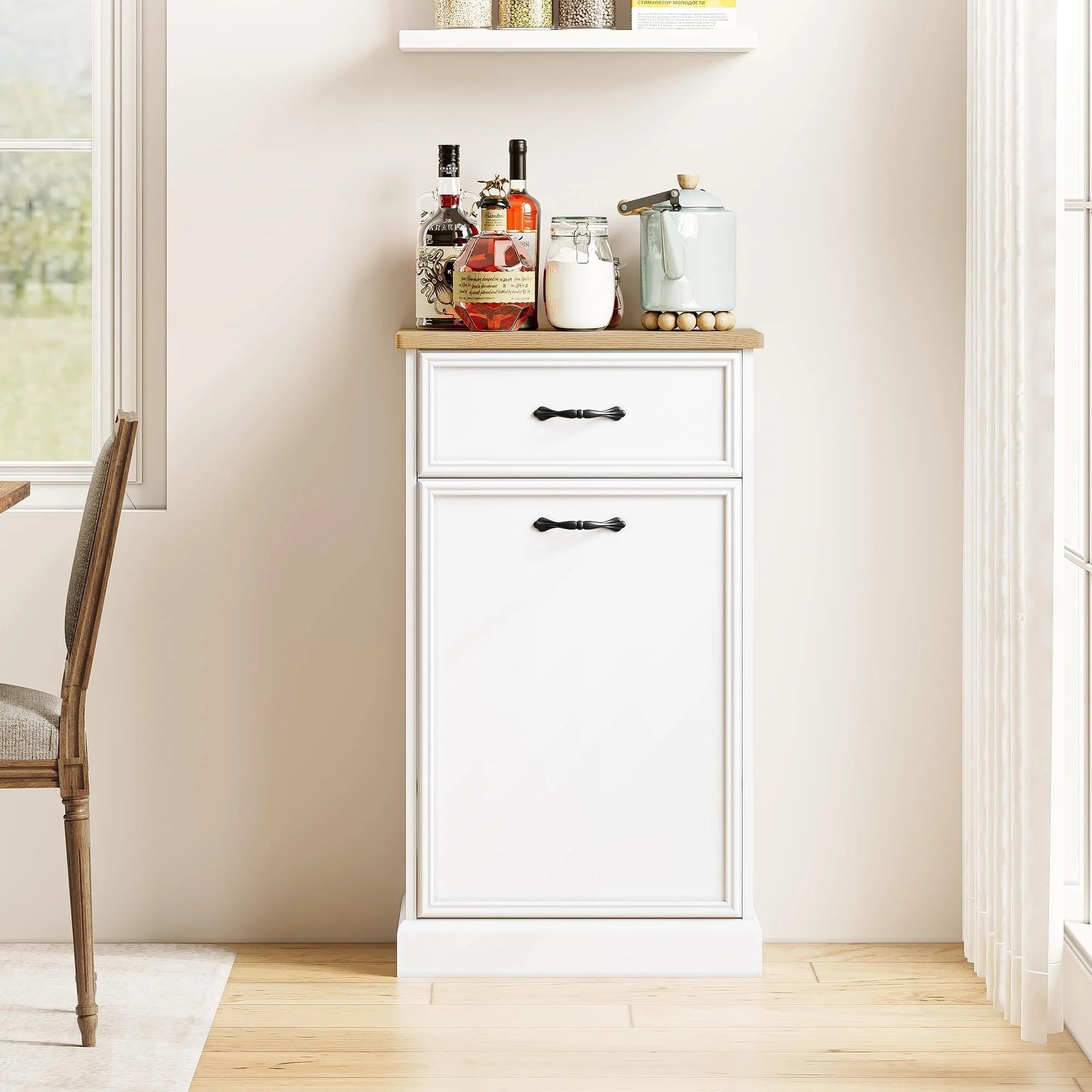 Kitchen Tilt Out Trash Can Cabinet with Drawer