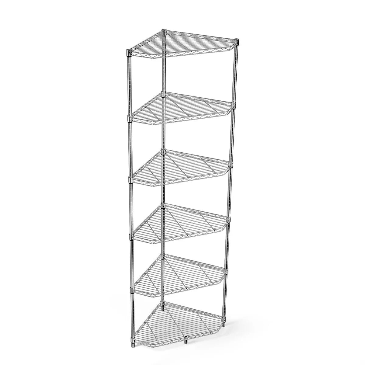6 Tier Shelf Corner Wire Rack Pentagonal Shelves Adjustable Metal Heavy Duty Free Standing Corner Storage Display Chrome Rack