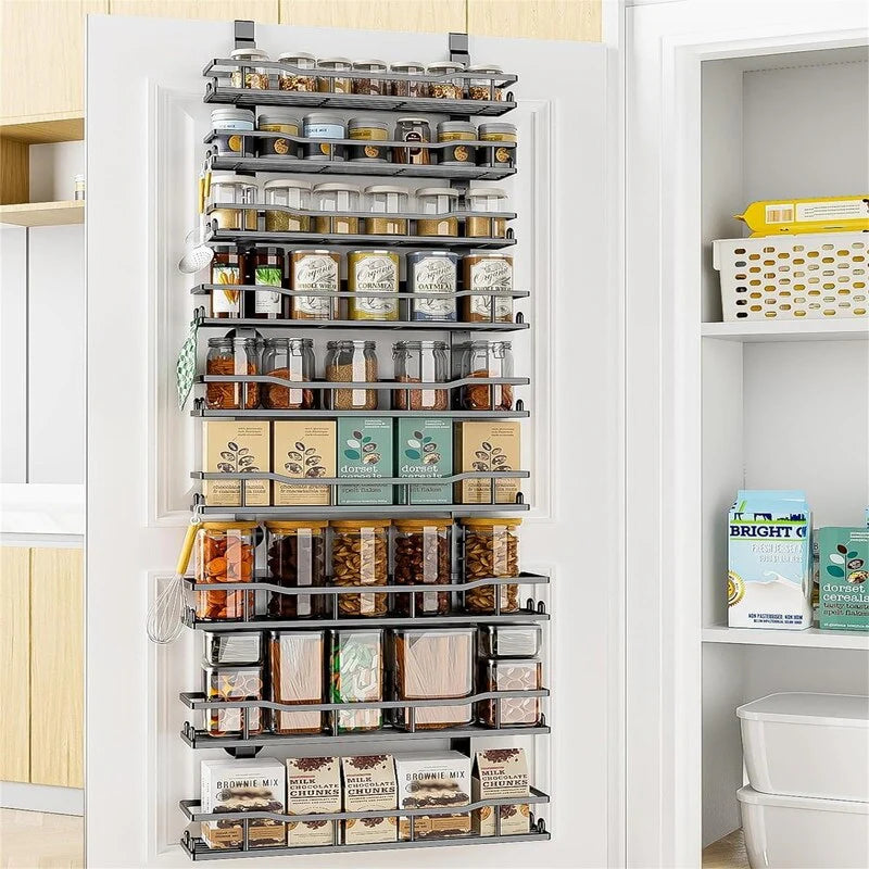 9Tier Over The Door Pantry Organizer Rack Metal Pantry Organization - 6"D x 16"W x 74.8"H